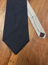 Vtg TOMMY HILFIGER VINTAGE Blue GEOMETRIC Tie 100% Silk Necktie Made In USA NWOT