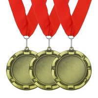 "3Stk Auszeichnungsmedaillen, 1. Platz Gewinnermedaillen Mit Rotem Band, 3\" Gold"