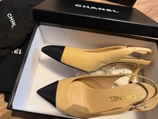 chanel slingback 38.5 beige Schwarz pre-owned