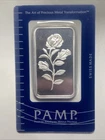 PAMP Suisse 1 oz .999 Silver Rose “Rosa” Bar - Certified in Assay Card