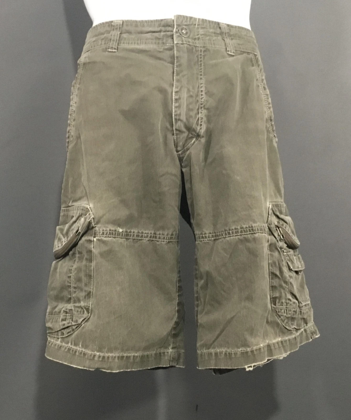 Kuhl Cargo Shorts Mens 30 Green Canvas Outdoor Hiking Utility Pockets 12 Inseam