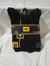 NWT CAT CATERPILLAR 6 Pair Mens Crew Socks MidWeight Boot Cushion Shoe Sz 8-12