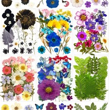 MIKIYA 133Pcs Dried Pressed Flowers for Resin Molds, Assorted Real Natural Bu...