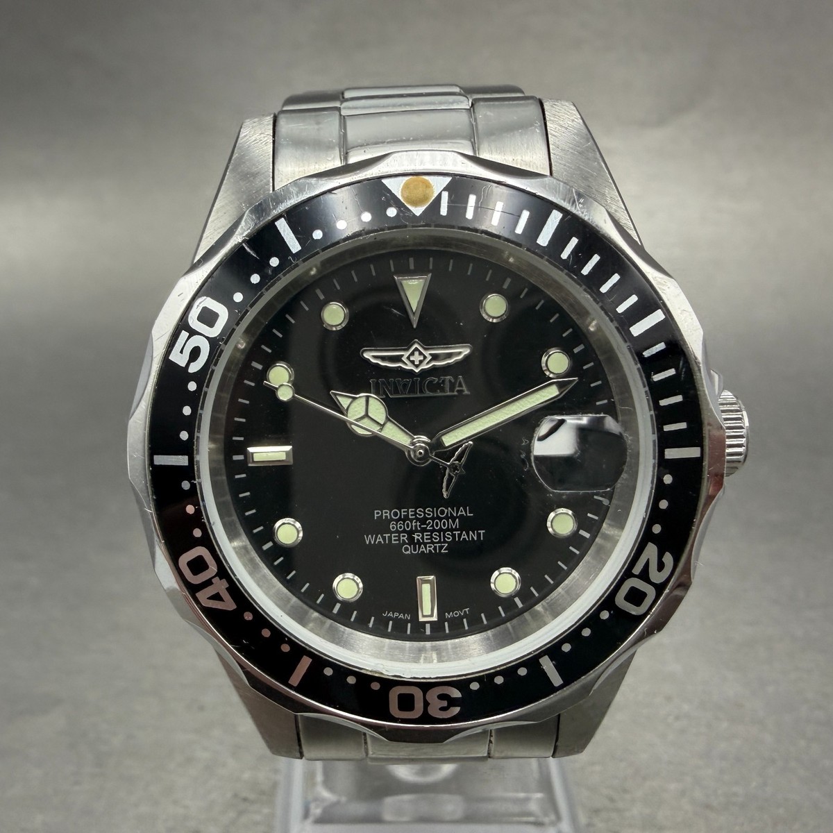 Invicta Pro Diver Watch Men 38mm Black Dial Silver Tone Date  display picture 1