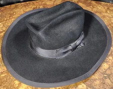 Vintage 6X Beaver Black CHAMP Western Hat 6 7/8 PLAINS Good+ needs cleaning