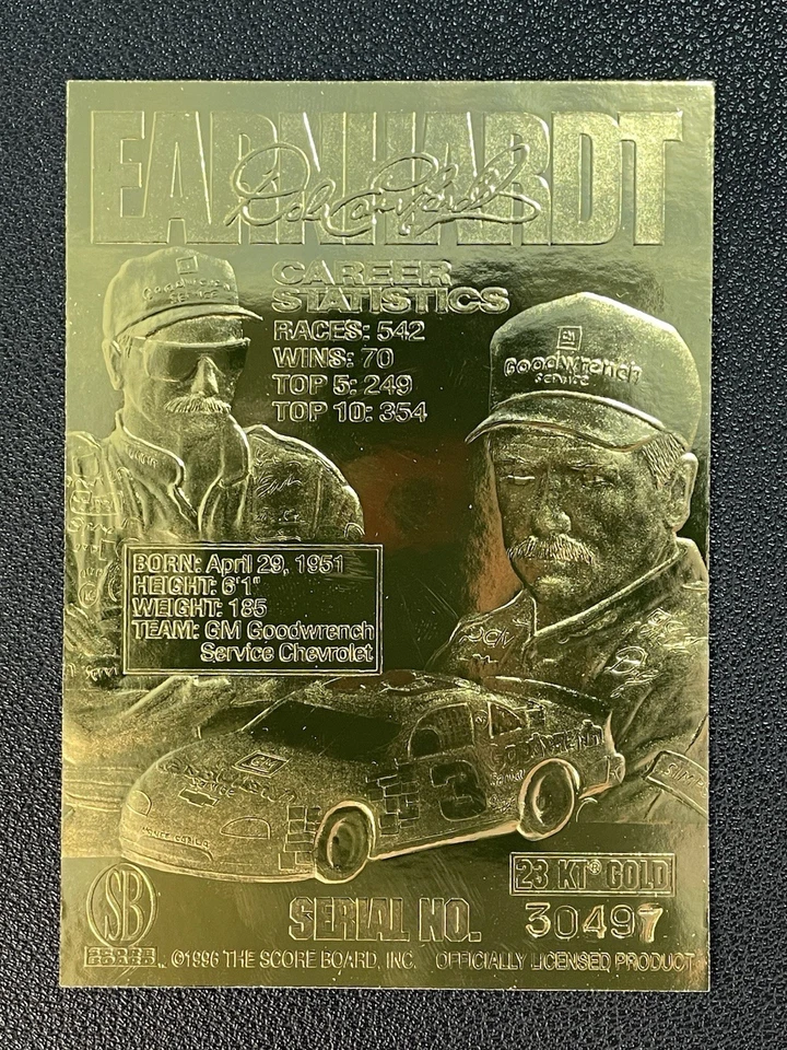 1996 Dale Earnhardt Score Board 23KT Gold Sculptured GM Goodwrench Number #30497 - Image 2 of 2