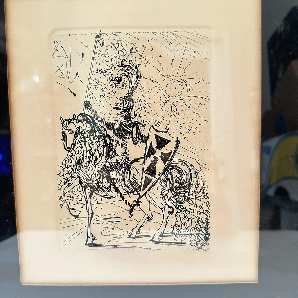 Salvador Dali El Cid Lithograph Framed Authentication Horse Rider Etching Art - Image 2 of 4