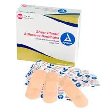 Dynarex Sheer Plastic Adhesive Bandage Sterile 1 x 3" 100 per Box