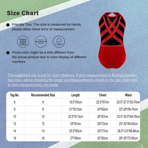 Kids Girls Leotards Unitards Bodysuit Gymnastics Jumpsuit Performance Costume - Picture 14 of 62