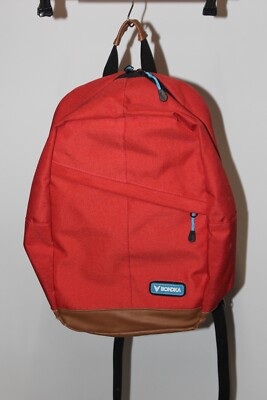 Bondka Backpack Red Book Bag Fits Up To 15'' Laptop School Carry Bag Zip Pocket