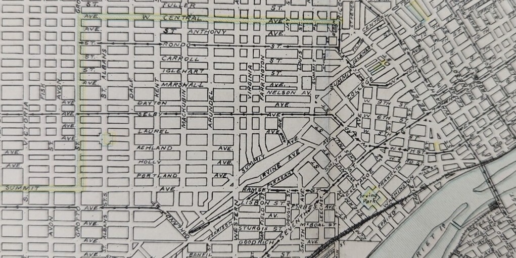 Antique 1906 ST PAUL MINNESOTA Map 22x14 ~ Old Original COMO PARK  CONSERVATORY