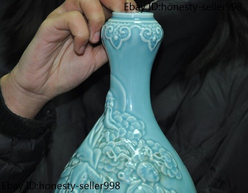 Florero botella estatua de pino viejo horno porcelana esmalte 9,4"" China antiguo pastoreo niño - Imagen 2 de 12