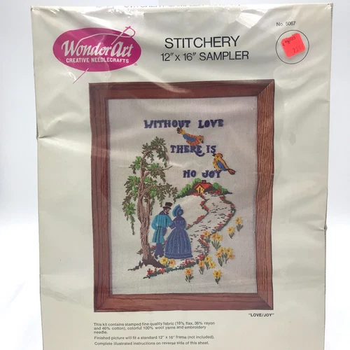 Wonder Art Needlecraft Stitchery Kit Love Joy 12 x 16 Vintage