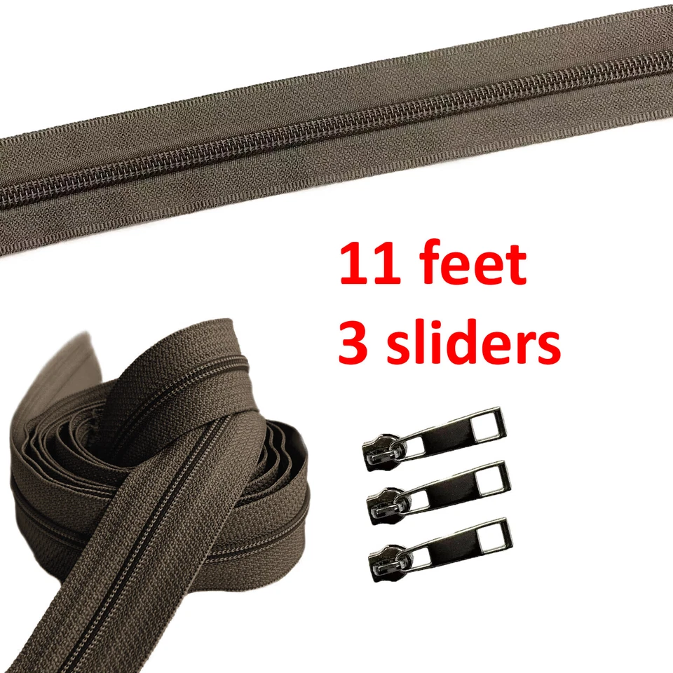 Continuous Zipper Chain by Feet, Unfinished Zipper - Nylon #5 - Blue Black Brown - Image 4 of 4