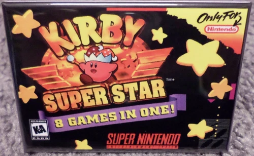 Kirby Super Star SNES Game Box 2" x 3" Fridge Locker MAGNET Nintendo