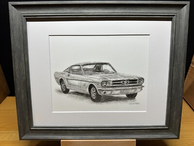 Drawing of a 1965 Ford Mustang Fastback Car #2 Pencil Art Sketch Picture