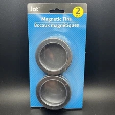NEW  JOT 2.5" ROUND MAGNETIC TINS WITH SEE-THROUGH TOP 2-PACK