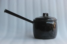 Vintage Black Iron Enamel Saucepan Pot "JUDGEWARE" Home Decor Collectible