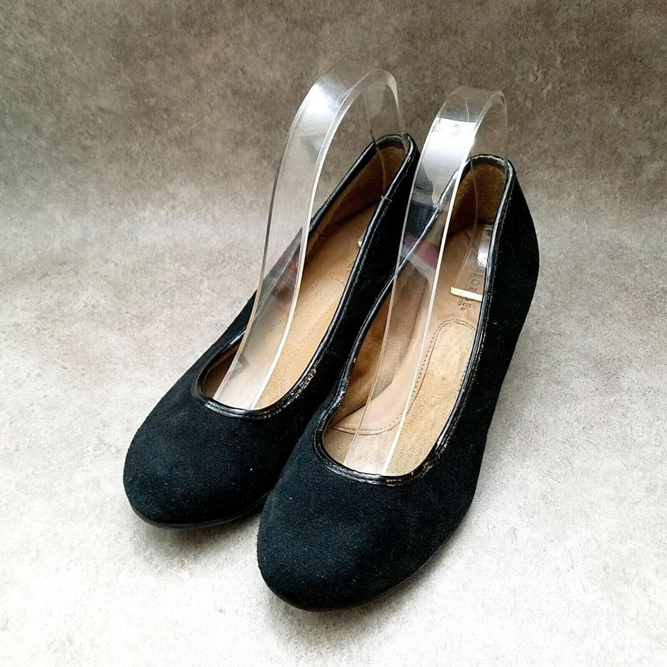 Zapatos de salón George para mujer Sara talla 8 M de cuero negro sin cordones de 2,5" para gatito Foto 3 de 4