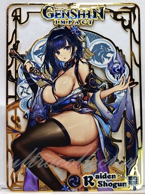 Genshin Impact- Raiden Shogun -Game Anime Waifu Hollow Metal Card  ACG/CCG Vol.2