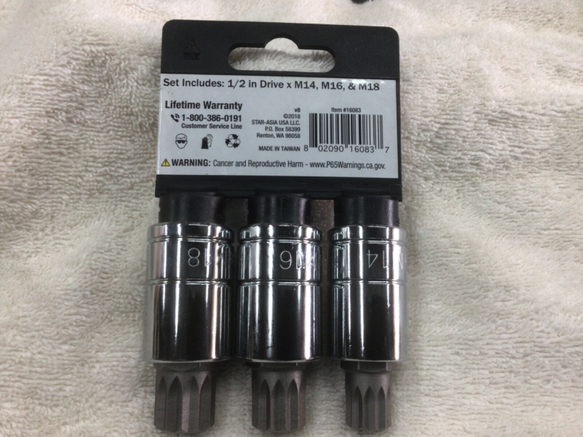 Titan 16083 3-Piece 1/2” dr Tamper Resistant XZN Triple Square Bit