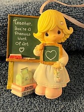 Christmas ornament precious moments girl at blackboard Teacher work of art PO460