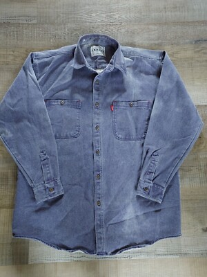 Levi's Vintage Men's Distressed Heavyweight Long Sleeve Button Shirt XL Blue