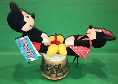 Applause Wind Up Musical Mickey & Minnie Mouse Club March Spinning SEE SAW 1985