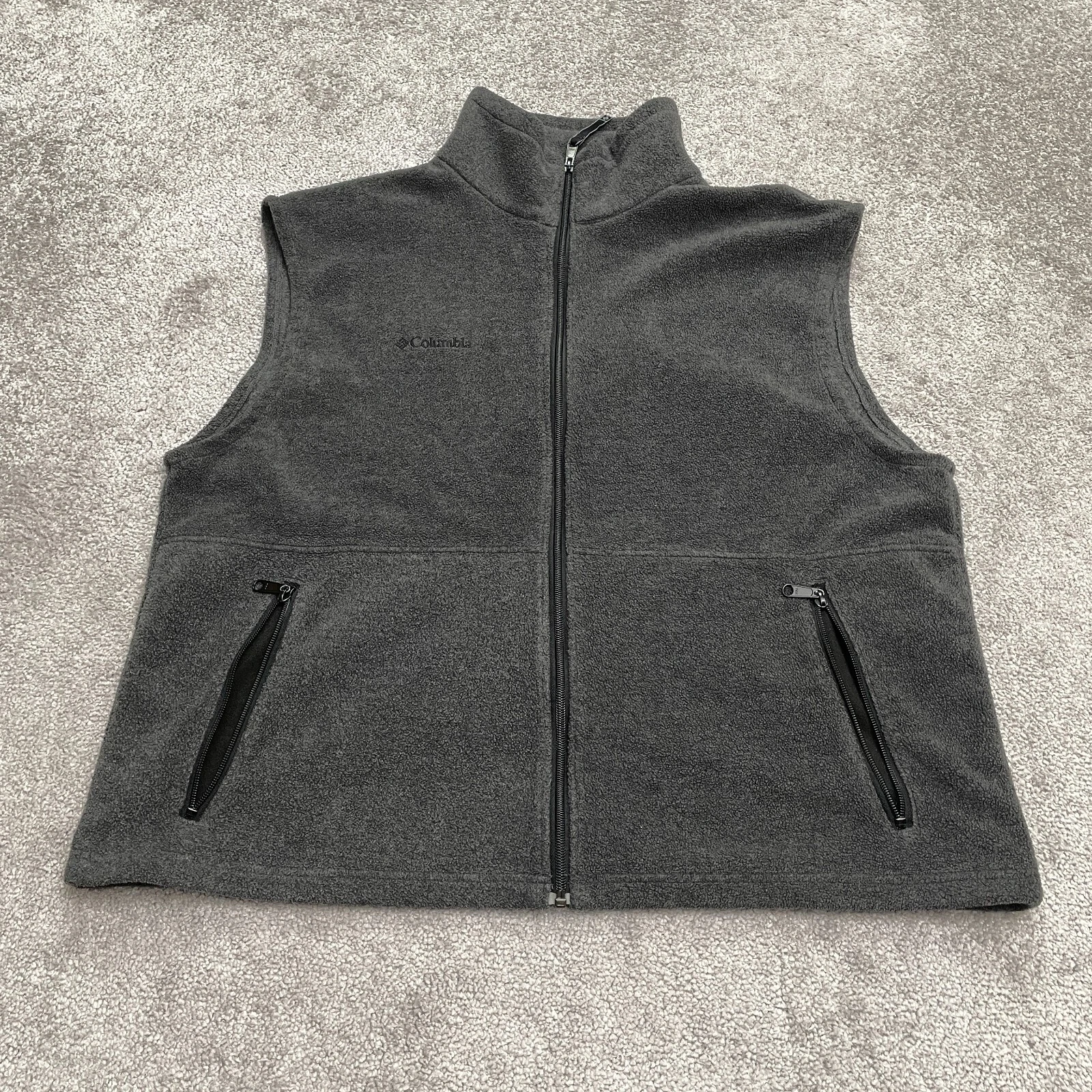 Columbia Steens Mountain Fleece Vest Mens XL Dark Gray Full Zip Outdoor Hiking