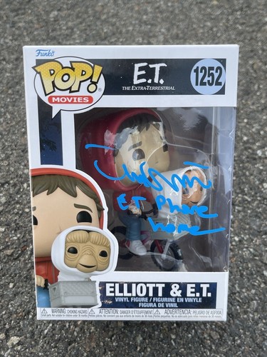 SIGNED ELLIOTT & E.T. Funko Pop #1252 Matthew Demeritt Beckett Witnessed COA BAS