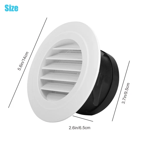 2pcs 4'' Round Air Soffit Vents Louver Grille Covers Builtin Fly