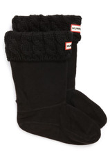 Hunter K2005 Girls Black Cable Knit Cuff Welly Boot Socks Sz XL 4-6 