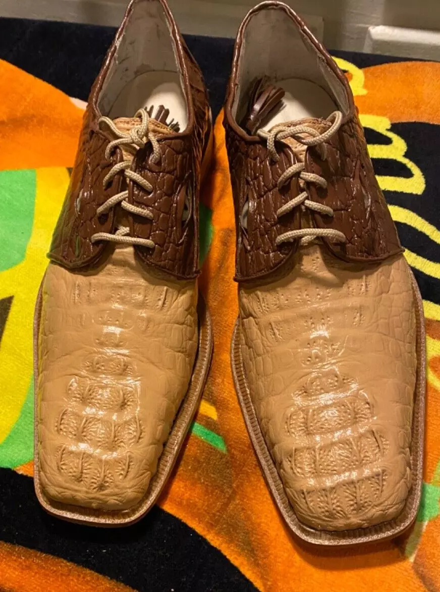 Romano Hornback Crocodile with Eyes Men Exotic Dress Shoes . Size