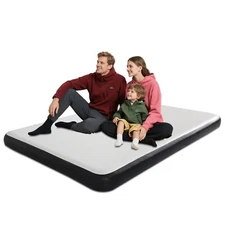 Inflatable Air Bed Mattress 6'' Elevated Pad White Outdoor Camping Mat with Pump