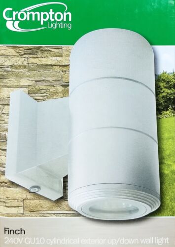 Silver Up/Down Outdoor Cylinder Wall Light 240V 2x50W GU10 Diecast Aluminium - Picture 2 of 3