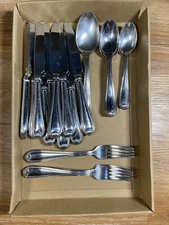 Lot Of 23 Lenox Gourmet Stainless Settings Plume Tip Fork Spoon Knives Flatware