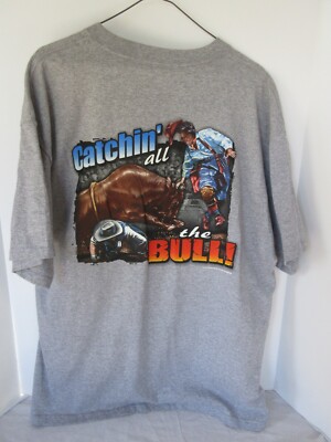 Men's Gray PBR Graphic T-Shirt ''Catchin  All the Bull !'' Size XL NWT