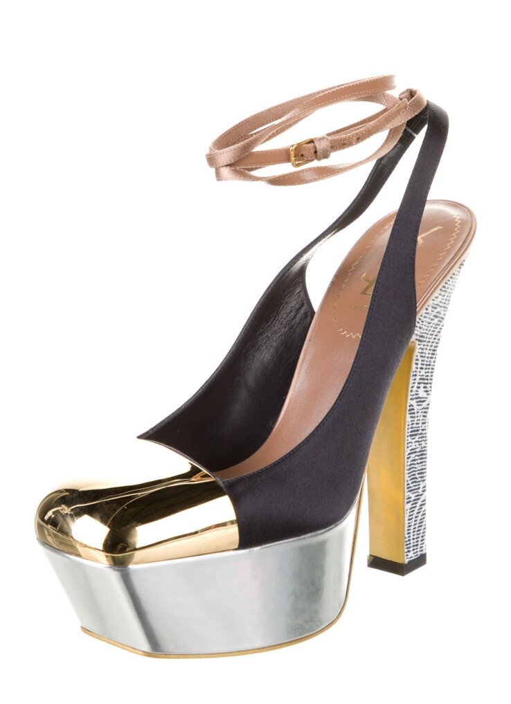 Décolleté slingback blu raso Yves Saint Laurent taglia 38 5