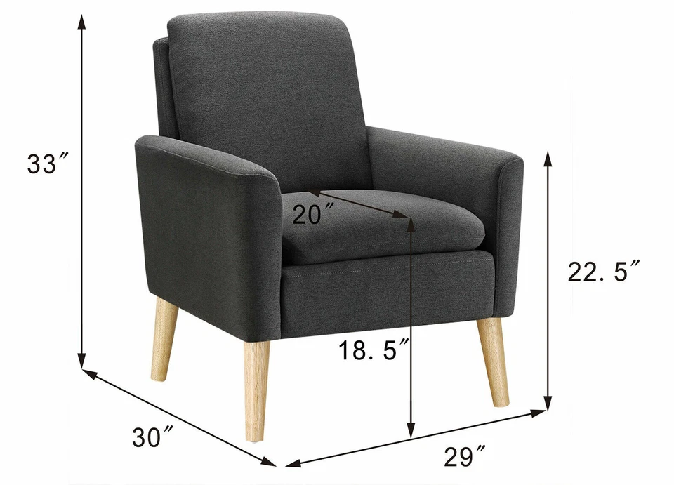 Silla de tela con acento moderna de 5 colores sofá individual cómodo sillón tapizado Foto 3 de 4