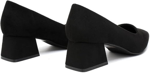 Women's Closed Pointed Toe Slip-On Court Heels with Featuring Chunky Block Heels - Picture 20 of 25