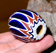 Large Antique Venetian Six Layer Chevron Drawn Cane Glass African Trade Bead