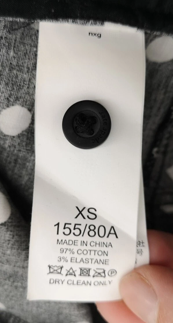 Mini abito donna Kate Spade nero a pois con colletto a tubino taglia XS us inone buonezioni