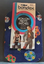 Vintage Bondex Iron-On Pretty Patches NIP 2 (5"x7") Colorful #4 LAUGH IN GROOVY