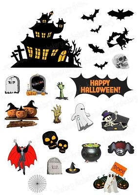 Halloween Hexe Kürbis Tortenaufleger Party Deko essbar Geburtstag Aufsteller