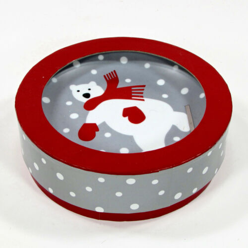 Crate & Barrel POLAR BEAR 6.5" Dessert Plate Set 4P Skating Red White Silver MIB - Picture 2 of 12