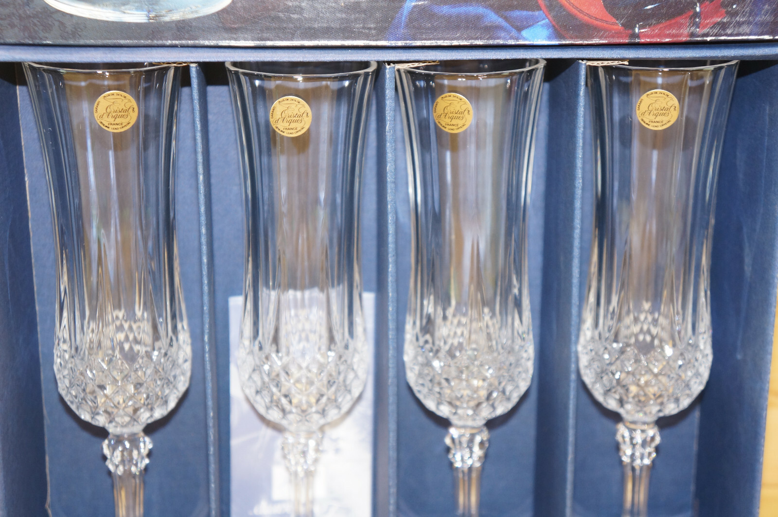 Cristal d'Arques Longchamp (4) Champagne Flutes, 8" BNIB eBay