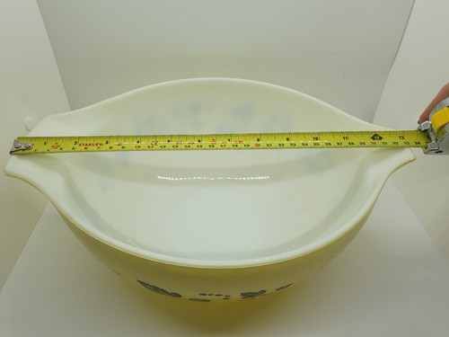 Large 13" Pyrex Gooseberry 442 Bowl Black on Yellow Cinderella Vintage Glass - Picture 22 of 24