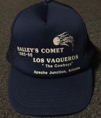 Vtg 80s Halley s Comet Arizona Trucker Hat Space Cowboy Racing Car Biker Grunge