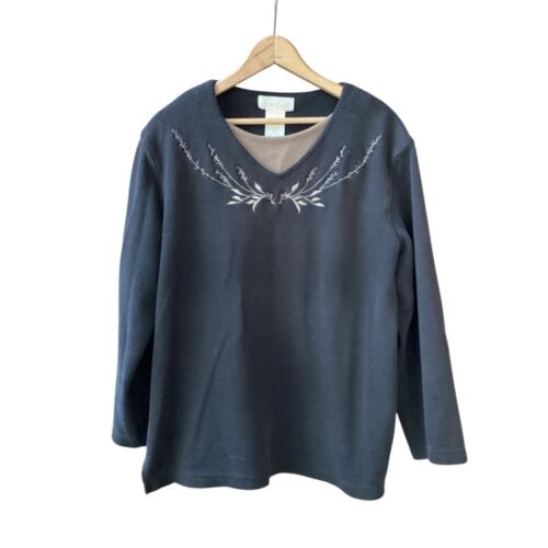 Vintage Warm Black/Tan Sweater With A Dickie Size L 12/14 By Bobbie Brooks
