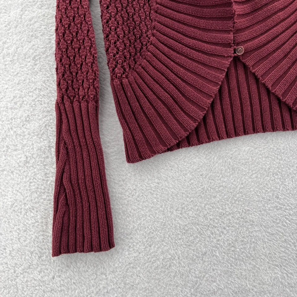 Daisy Fuentes 开衫毛衣女式小号红色上衣粗针织休闲优雅 — 第 2/4 张图片